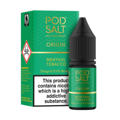 Pod Salt Fusion - Origin - Menthol Tobacco 10ml - 20mgDieser Tabak erinnert an die Mentholzigarette und schmeckt genau wie die handgerollten Aromen, die Sie so lieben, mit einer erfrischenden Mentholbrise, um die wärmsten Geschmäcker zu kühlen. Perfekt für alle, die vom Rauchen zum Dampfen übergehen.- Geschmacksprofil: Tabak, Lakritze- Inhalt: 10ml- Nikotinstärke: 11mg / 20mg- Mischungsverhältnis: 50VG/50PG- Empfohlen zur Verwendung mit: XROS Nano, Drag Q, Caliburn A2SFür das beste Pod Salt-Erlebnis empfehlen wir den MTL-Stil und jedes Gerät mit niedriger Wattzahl (10-20 Watt), mittlerem bis engem Zug und einem Widerstand von 0,8-1,2 Ohm.Pod Salt Origin - Menthol Tobacco 10ml - 20mgMit einem Nikotingehalt von 20mg/ml ist wenig Dampf erforderlich um den Nikotinbedarf zu befriedigen. Das Nikotinsalz ermöglicht einen viel sanfteren Throat Hit als regulär. Diese Kombination ist optimal für Podsystem und MTL-Verdampfer!Pod Salt repliziert die in Tabakblättern natürlich vorkommenden Nikotinsalze, um ein perfekt glattes Erlebnis mit minimaler Rachenreizung zu erzielen. Mit Nikotinsalzen wird das Nikotin schneller absorbiert und bleibt länger erhalten, um ein höheres Maß an Zufriedenheit zu erzielen als mit herkömmlichen Nikotin-E-Flüssigkeiten.Diese Kombination von Faktoren hilft mehr Rauchern beim Übergang vom Tabakkonsum, und auch viele derzeitige Vaper stellen den Wechsel ein. Stealth-Vaping war noch nie einfacher oder befriedigender.Inhalt: 10 mlNikotingehalt: 20 mgMischverhältnis: 50% PG / 50% VGInhaltstoffe: Propylenglykol, pflanzliches Glyzerin, Aromen, Nikotin13407Pod Salt - Nikotinsaltz6,90 CHFsmoke-shop.ch6,90 CHF Pod Salt Fusion - Origin - Menthol Tobacco 10ml - 20mgDieser Tabak erinnert an die Mentholzigarette und schmeckt genau wie die handgerollten Aromen, die Sie so lieben, mit einer erfrischenden Mentholbrise, um die wärmsten Geschmäcker zu kühlen. Perfekt für alle, die vom Rauchen zum Dampfen übergehen.- Geschmacksprofil: Tabak, Lakritze- Inhalt: 10ml- Nikotinstärke: 11mg / 20mg- Mischungsverhältnis: 50VG/50PG- Empfohlen zur Verwendung mit: XROS Nano, Drag Q, Caliburn A2SFür das beste Pod Salt-Erlebnis empfehlen wir den MTL-Stil und jedes Gerät mit niedriger Wattzahl (10-20 Watt), mittlerem bis engem Zug und einem Widerstand von 0,8-1,2 Ohm.Pod Salt Origin - Menthol Tobacco 10ml - 20mgMit einem Nikotingehalt von 20mg/ml ist wenig Dampf erforderlich um den Nikotinbedarf zu befriedigen. Das Nikotinsalz ermöglicht einen viel sanfteren Throat Hit als regulär. Diese Kombination ist optimal für Podsystem und MTL-Verdampfer!Pod Salt repliziert die in Tabakblättern natürlich vorkommenden Nikotinsalze, um ein perfekt glattes Erlebnis mit minimaler Rachenreizung zu erzielen. Mit Nikotinsalzen wird das Nikotin schneller absorbiert und bleibt länger erhalten, um ein höheres Maß an Zufriedenheit zu erzielen als mit herkömmlichen Nikotin-E-Flüssigkeiten.Diese Kombination von Faktoren hilft mehr Rauchern beim Übergang vom Tabakkonsum, und auch viele derzeitige Vaper stellen den Wechsel ein. Stealth-Vaping war noch nie einfacher oder befriedigender.Inhalt: 10 mlNikotingehalt: 20 mgMischverhältnis: 50% PG / 50% VGInhaltstoffe: Propylenglykol, pflanzliches Glyzerin, Aromen, Nikotin13407Pod Salt - Nikotinsaltz6,90 CHFsmoke-shop.ch6,90 CHF