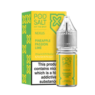 Pod Salt Fusion -Nexus Pineapple Passion Lime Nic Salt 10ml - 20mgEin leidenschaftlich tropischer Vape mit einem Nexus aus fruchtigen Aromen. Schmecken Sie saftige Ananas neben den Zitrusnoten der Passionsfrucht, gekrönt von spritzigen Limettenscheiben.- Geschmacks-Profil: Ananas, Passionsfrucht, Limette- Inhalt: 10ml- Nikotinstärke: 5mg / 10mg / 20mg- Mischungsverhältnis: 50VG/50PGFür das beste Pod Salt-Erlebnis empfehlen wir den MTL-Stil und jedes Gerät mit niedriger Wattzahl (10-20 Watt), mittlerem bis engem Zug und einem Widerstand von 0,8-1,2 Ohm..Pod Salt Nexus Pineapple Passion Lime Nic Salt 10ml - 20mgMit einem Nikotingehalt von 20mg/ml ist wenig Dampf erforderlich um den Nikotinbedarf zu befriedigen. Das Nikotinsalz ermöglicht einen viel sanfteren Throat Hit als regulär. Diese Kombination ist optimal für Podsystem und MTL-Verdampfer!Pod Salt repliziert die in Tabakblättern natürlich vorkommenden Nikotinsalze, um ein perfekt glattes Erlebnis mit minimaler Rachenreizung zu erzielen. Mit Nikotinsalzen wird das Nikotin schneller absorbiert und bleibt länger erhalten, um ein höheres Maß an Zufriedenheit zu erzielen als mit herkömmlichen Nikotin-E-Flüssigkeiten.Diese Kombination von Faktoren hilft mehr Rauchern beim Übergang vom Tabakkonsum, und auch viele derzeitige Vaper stellen den Wechsel ein. Stealth-Vaping war noch nie einfacher oder befriedigender.Inhalt: 10 mlNikotingehalt: 20 mgMischverhältnis: 50% PG / 50% VGInhaltstoffe: Propylenglykol, pflanzliches Glyzerin, Aromen, Nikotin13410Pod Salt - Nikotinsaltz6,90 CHFsmoke-shop.ch6,90 CHF Pod Salt Fusion -Nexus Pineapple Passion Lime Nic Salt 10ml - 20mgEin leidenschaftlich tropischer Vape mit einem Nexus aus fruchtigen Aromen. Schmecken Sie saftige Ananas neben den Zitrusnoten der Passionsfrucht, gekrönt von spritzigen Limettenscheiben.- Geschmacks-Profil: Ananas, Passionsfrucht, Limette- Inhalt: 10ml- Nikotinstärke: 5mg / 10mg / 20mg- Mischungsverhältnis: 50VG/50PGFür das beste Pod Salt-Erlebnis empfehlen wir den MTL-Stil und jedes Gerät mit niedriger Wattzahl (10-20 Watt), mittlerem bis engem Zug und einem Widerstand von 0,8-1,2 Ohm..Pod Salt Nexus Pineapple Passion Lime Nic Salt 10ml - 20mgMit einem Nikotingehalt von 20mg/ml ist wenig Dampf erforderlich um den Nikotinbedarf zu befriedigen. Das Nikotinsalz ermöglicht einen viel sanfteren Throat Hit als regulär. Diese Kombination ist optimal für Podsystem und MTL-Verdampfer!Pod Salt repliziert die in Tabakblättern natürlich vorkommenden Nikotinsalze, um ein perfekt glattes Erlebnis mit minimaler Rachenreizung zu erzielen. Mit Nikotinsalzen wird das Nikotin schneller absorbiert und bleibt länger erhalten, um ein höheres Maß an Zufriedenheit zu erzielen als mit herkömmlichen Nikotin-E-Flüssigkeiten.Diese Kombination von Faktoren hilft mehr Rauchern beim Übergang vom Tabakkonsum, und auch viele derzeitige Vaper stellen den Wechsel ein. Stealth-Vaping war noch nie einfacher oder befriedigender.Inhalt: 10 mlNikotingehalt: 20 mgMischverhältnis: 50% PG / 50% VGInhaltstoffe: Propylenglykol, pflanzliches Glyzerin, Aromen, Nikotin13410Pod Salt - Nikotinsaltz6,90 CHFsmoke-shop.ch6,90 CHF
