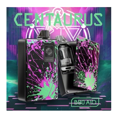 Centaurus B80 AIO Boro - Lost Vape - vers. Farben - 1x 18650 Boro BoxDie neue Centaurus B80 AIO Box ist ein wahres Multitalent!Wird von 1 18650-Akku (nicht enthalten) angetrieben und über USB-C aufgeladen.Leistung von 5 bis 80 Watt einstellbar.Wird mit einem kompatiblen Tank für UB Ultra-Widerstände und einem RBA-Tank (rekonstruierbar) geliefert.Fassungsvermögen von 5ml und Befüllung über die Vorderseite des Tanks.Einstellbare Airflow (Tank mit Widerstand) ideal für RDL/DL-Züge.Pin der proprietären Tanks.14668Lost Vape65,00 CHFsmoke-shop.ch65,00 CHF Centaurus B80 AIO Boro - Lost Vape - vers. Farben - 1x 18650 Boro BoxDie neue Centaurus B80 AIO Box ist ein wahres Multitalent!Wird von 1 18650-Akku (nicht enthalten) angetrieben und über USB-C aufgeladen.Leistung von 5 bis 80 Watt einstellbar.Wird mit einem kompatiblen Tank für UB Ultra-Widerstände und einem RBA-Tank (rekonstruierbar) geliefert.Fassungsvermögen von 5ml und Befüllung über die Vorderseite des Tanks.Einstellbare Airflow (Tank mit Widerstand) ideal für RDL/DL-Züge.Pin der proprietären Tanks.14668Lost Vape65,00 CHFsmoke-shop.ch65,00 CHF