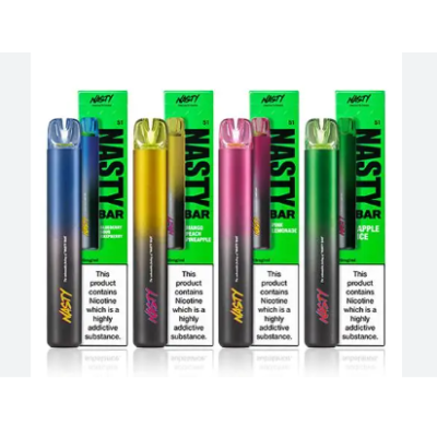 Nasty Juice BAR - Salt - Disposable 20mg - Einweg E-ZigaretteDie Nasty Bar Einwegprodukte liefern jeweils bis zu 600 Züge - das ist länger als 20 Zigaretten. Jedes Gerät hat eine Nikotinstärke von 20 mg, und dank des Salznikotins erleben Sie bei jedem Zug ein sanftes Gefühl im Hals. Außerdem gibt es eine große Auswahl an Geschmacksrichtungen: Soda, Candy und Fruit Nasty sind erhältlich, so dass Sie leicht einen neuen Favoriten finden werden.Eigenschaften:600 Züge - Hält 20 Zigaretten ausEingebauter 500mAh-AkkuAktiviertes Inhalieren20mg Nik-Salz2ml E-Flüssigkeit15885Nasty Juice6,90 CHFsmoke-shop.ch6,90 CHF Nasty Juice BAR - Salt - Disposable 20mg - Einweg E-ZigaretteDie Nasty Bar Einwegprodukte liefern jeweils bis zu 600 Züge - das ist länger als 20 Zigaretten. Jedes Gerät hat eine Nikotinstärke von 20 mg, und dank des Salznikotins erleben Sie bei jedem Zug ein sanftes Gefühl im Hals. Außerdem gibt es eine große Auswahl an Geschmacksrichtungen: Soda, Candy und Fruit Nasty sind erhältlich, so dass Sie leicht einen neuen Favoriten finden werden.Eigenschaften:600 Züge - Hält 20 Zigaretten ausEingebauter 500mAh-AkkuAktiviertes Inhalieren20mg Nik-Salz2ml E-Flüssigkeit15885Nasty Juice6,90 CHFsmoke-shop.ch6,90 CHF