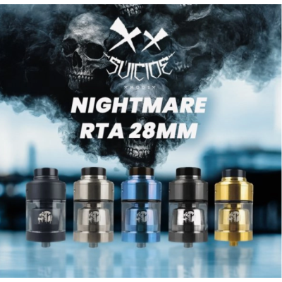 Nightmare RTA 28mm - Suicide Mods (Selbstwickelverdampfer)Suicide Mods präsentiert uns die überarbeitete Version eines mittlerweile legendären Klassikers. Für alle Fans der Nightmare-Serie ist diese RTA-Variante ein Muss.Postless-Floating-Dual-Coil-Platte, die eine einfache Installation der Coils ermöglicht.Fassungsvermögen von 6ml (pyrex bubble) oder 2ml (pyrex straight) und Befüllung von oben.Innovative einstellbare Airflow mit mehrschichtigem Diffusionssystem perfekt für einen DL-Zug.Kammerreduzierer aus rostfreiem Stahl maximiert die Geschmackswiedergabe.28mm Durchmesser.16294Suicide Mods79,90 CHFsmoke-shop.ch79,90 CHF Nightmare RTA 28mm - Suicide Mods (Selbstwickelverdampfer)Suicide Mods präsentiert uns die überarbeitete Version eines mittlerweile legendären Klassikers. Für alle Fans der Nightmare-Serie ist diese RTA-Variante ein Muss.Postless-Floating-Dual-Coil-Platte, die eine einfache Installation der Coils ermöglicht.Fassungsvermögen von 6ml (pyrex bubble) oder 2ml (pyrex straight) und Befüllung von oben.Innovative einstellbare Airflow mit mehrschichtigem Diffusionssystem perfekt für einen DL-Zug.Kammerreduzierer aus rostfreiem Stahl maximiert die Geschmackswiedergabe.28mm Durchmesser.16294Suicide Mods79,90 CHFsmoke-shop.ch79,90 CHF