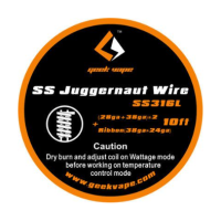 3 Meter SS Juggernaut (28GA+38GA)x2 + Ribbon(38GAx24GA) 3m GeekVapeLieferumfang: 3 Meter SS Juggernaut (28GA+38GA)x2 + Ribbon(38GAx24GA) 3m GeekVapeWiderstandsdraht aus rostfreiem Stahl im Juggernaut-Design.Eine gute Wahl für alle Liebhaber des Verdrehens ihrer eigenen Spiralen. GeekVape bietet nur den besten und hochwertigsten Widerstandsdraht an.Dieser drei Meter lange Juggernaut-Draht besteht aus Edelstahldrähten mit Durchmessern von (28GA+38GA)x2 (0,3mm x 0,1mm) und Ribbon (Bändchen) mit Durchmessern von 38GAx24GA (0,1mm x 0,5mm).Wir empfehlen, die Spirale trocken zu brennen und den Leistungsmodus einzustellen, bevor Sie die Baumwolle in die Spirale legen.Parameter:Länge: 3mTyp: Juggernaut SS316L, (28GA+38GA)x2+Band(38GAx24GA)16434geekvape9,90 CHFsmoke-shop.ch9,90 CHF
